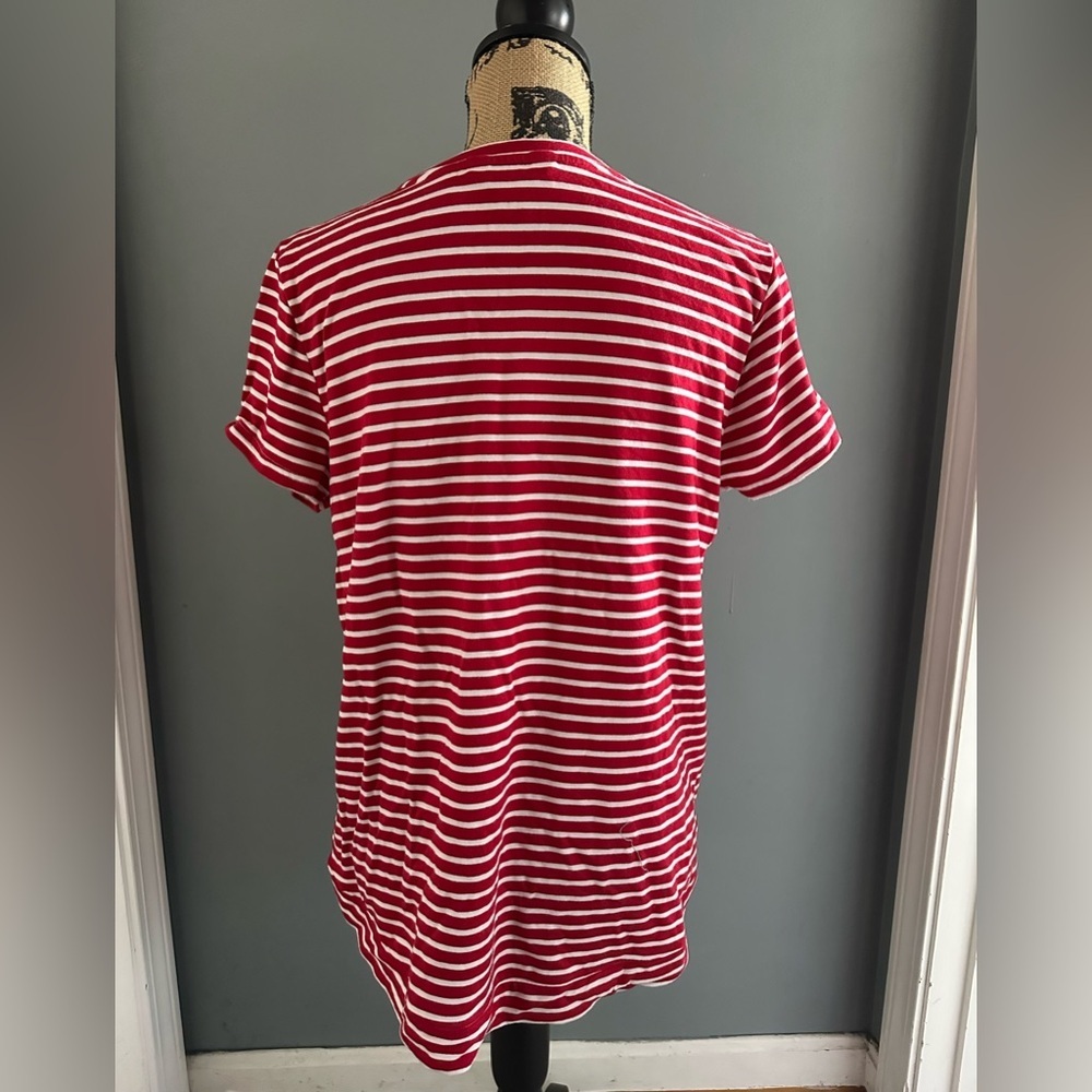 Liz Claiborne Women’s Red/White Striped Short Sleeved Top. Size L. - Picture 2 of 4